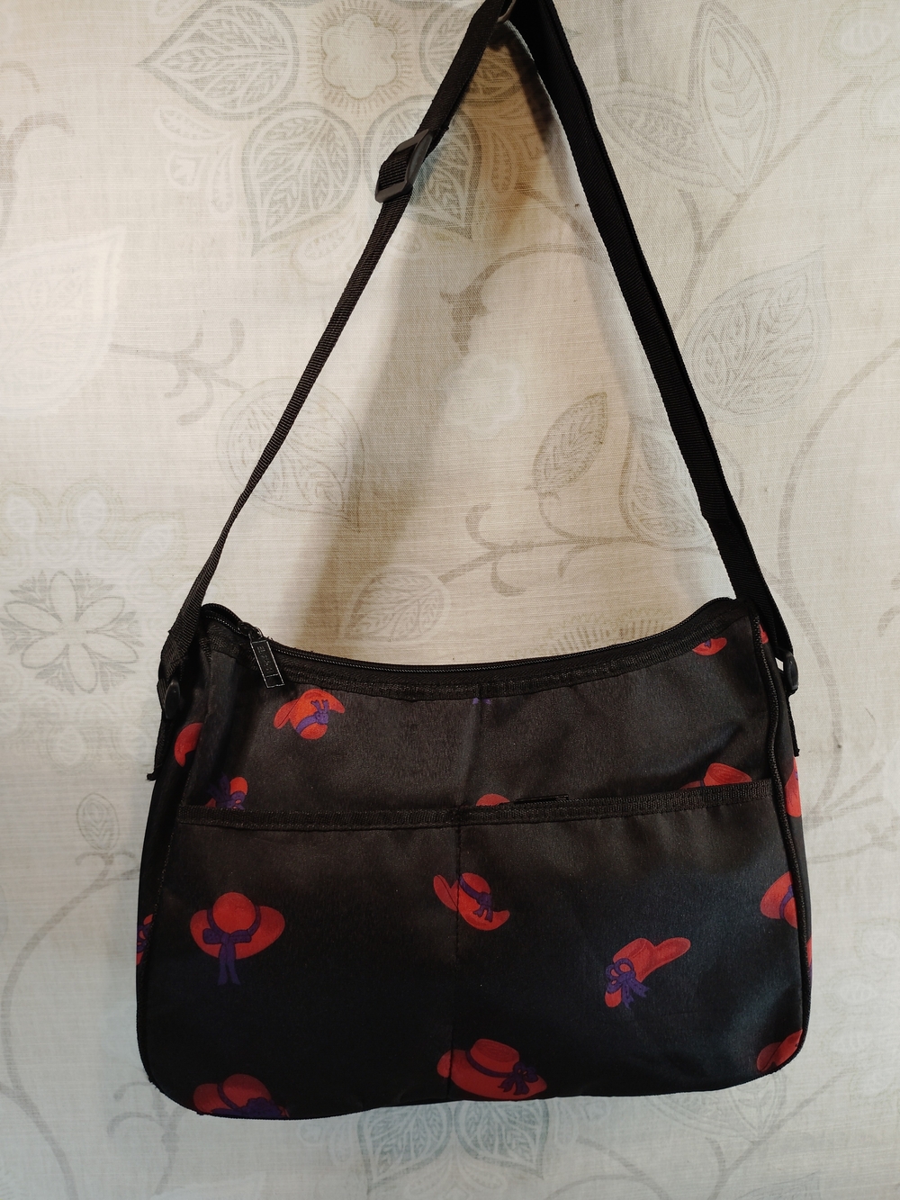 Red Hat Society Black Crossbody Bag with Red Hat Print – Casual Everyday Carry